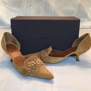 Prada suede pumps- cognac
